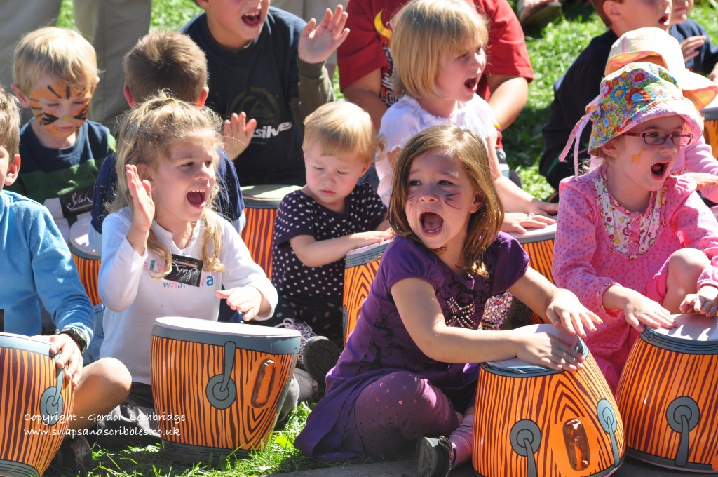Children making music at Harvest Jazz and Blues Festival