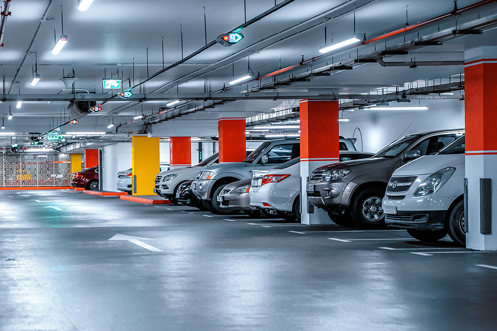 Cars in a multi-storey car park