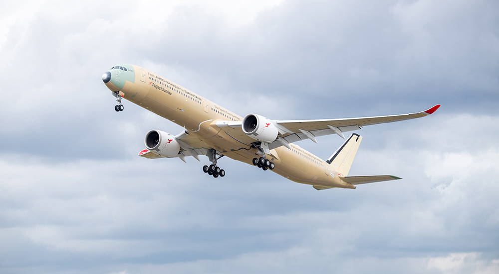 air travel Project Sunrise non-stop flights Qantas A350-1000 on test flight