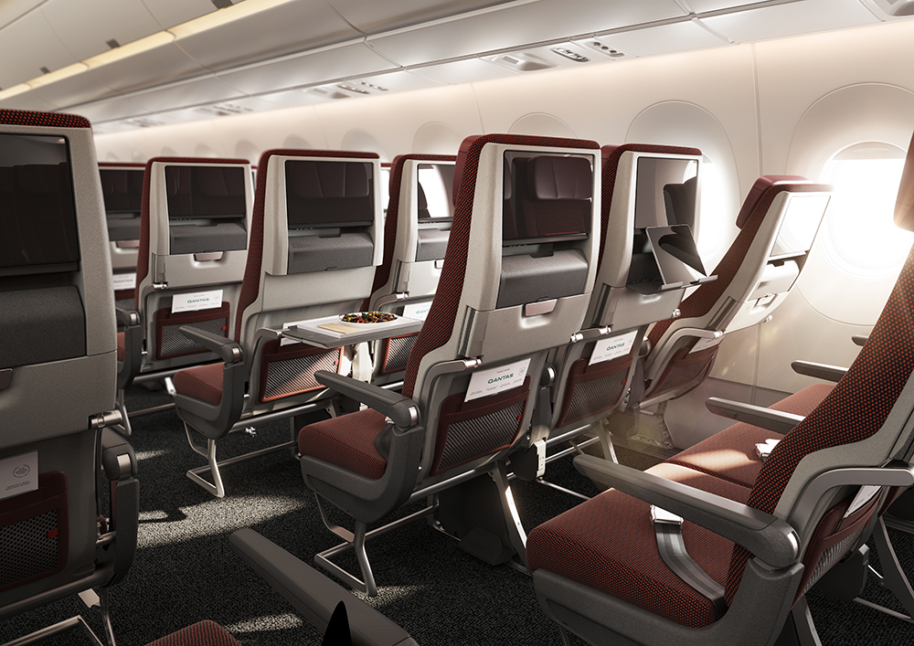 air travel Project Sunrise non-stop flights Qantas A350-1000 interior