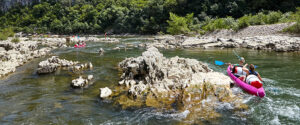 Ardeche canoe river rocks