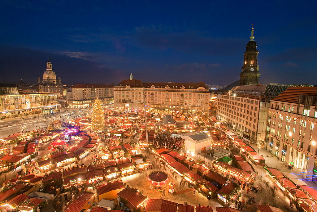 Christmas Market Dresden Germany at night