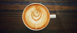 Where in the World 710 coffee latte art from above