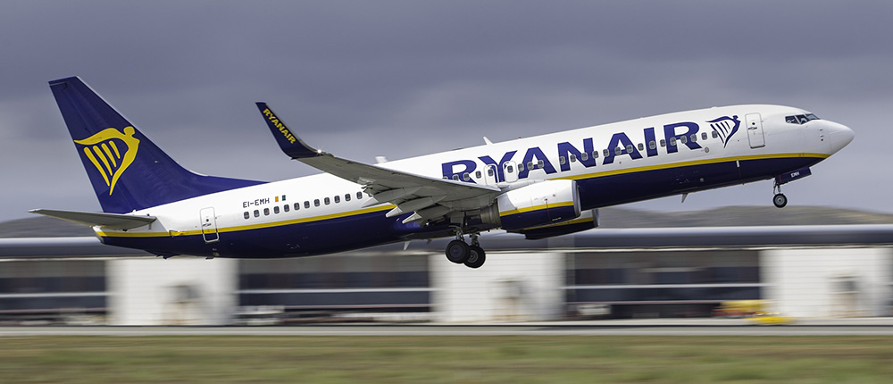 Low-cost carrier Ryanair aircraft take-off