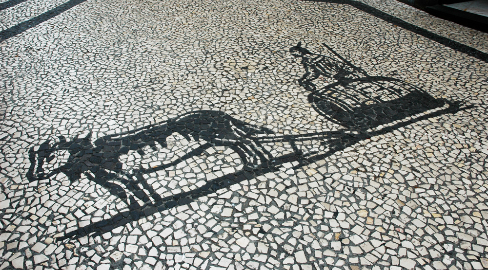 Black and white mosaic in Funchal, the capital of Madeira