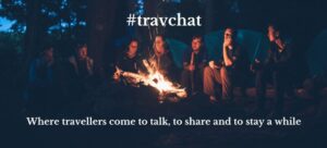 travchat people around a campfire at night