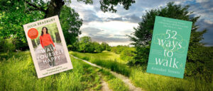 Featured image Walk and be Healthy countryside track with two books superimposed