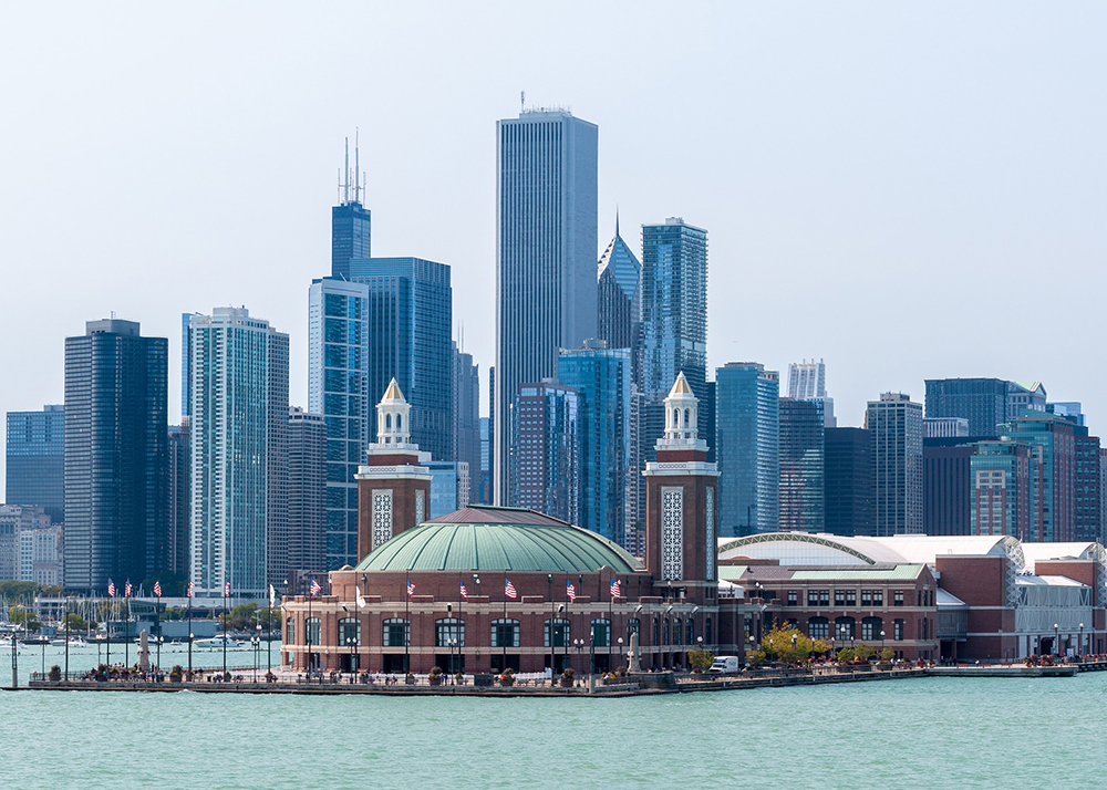 Navy Pier and skyscrapers in Chicago