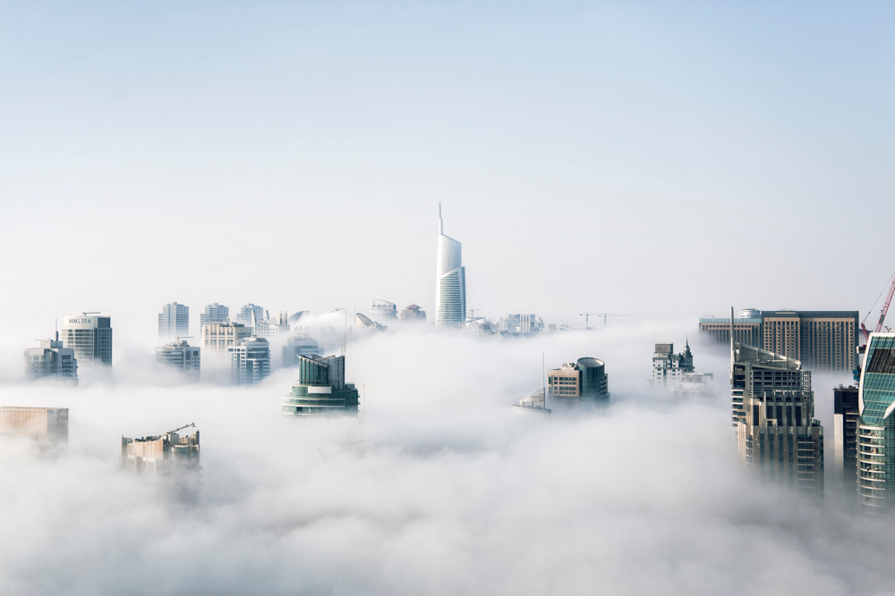 Skyscrapers above the clouds in Dubai