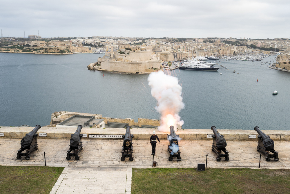 Gun salute overlooking the Grand Harbour of Valletta, Malta - Where in the World 392
