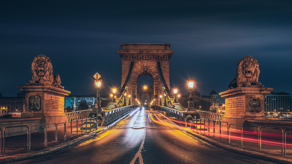 Where in the World 582 Chain Bridge, Budapest at night