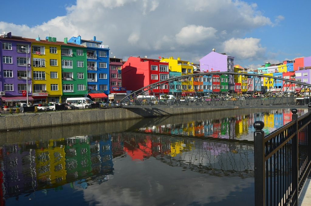Where in the World row of colourful houses