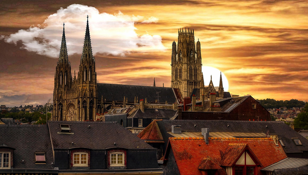 Where in the World 691 answer Rouen Fraance sunset