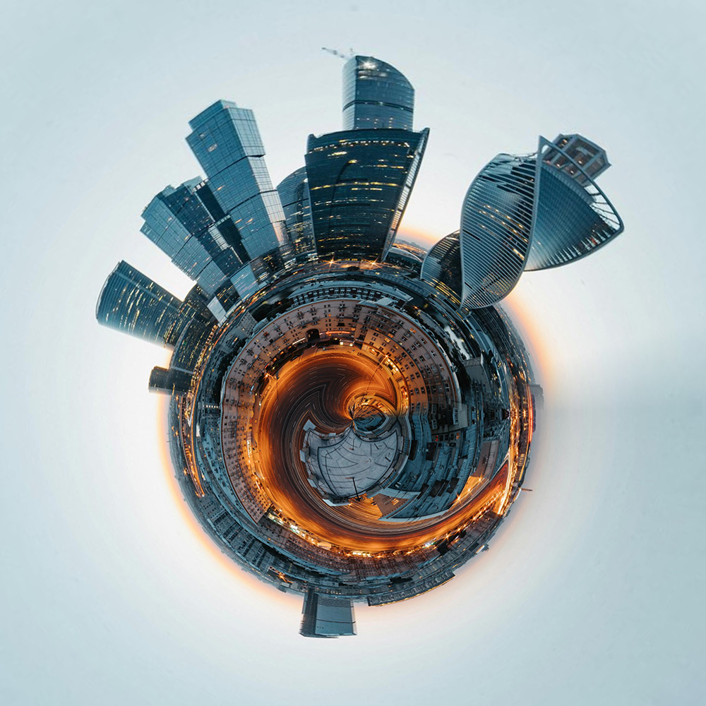 Where in the World 717 distorted city photograph