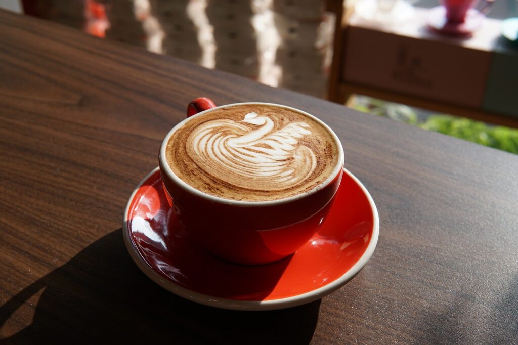 Coffee cities Melbourne Australia flat white red cup and saucer