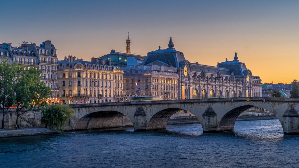 Paris Musée d"Orsay River Seine bridge evening